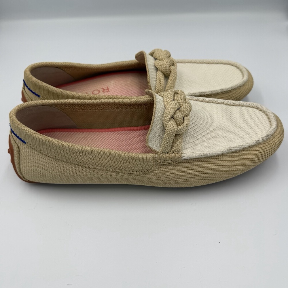 Rothy's The Braid Driver Loafer Flat Cappuccino Size 11.5 Cream Tan Knit Beige